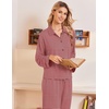 Ekouaer Womens Pajama Sets Long Sleeve Button Down Lounge Sets with Pockets(Red White Striped)