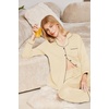 Ekouaer Womens Pajamas Set Cotton Long Sleeve Button Up 2 Piece Lounge Pjs(Apricot)