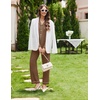 Ekouaer Womens Pajamas Set Cotton Long Sleeve Button Up 2 Piece Lounge Pjs(Brown)