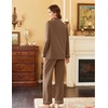Ekouaer Womens Pajamas Set Cotton Long Sleeve Button Up 2 Piece Lounge Pjs(Brown)