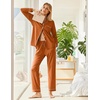 Ekouaer Womens Pajamas Set Cotton Long Sleeve Button Up 2 Piece Lounge Pjs(Caramel)