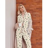 Ekouaer Womens Pajamas Set Cotton Long Sleeve Button Up 2 Piece Lounge Pjs(Christmas Apricot)