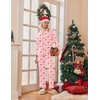 Ekouaer Womens Pajamas Set Cotton Long Sleeve Button Up 2 Piece Lounge Pjs(Christmas Pink)