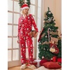Ekouaer Womens Pajamas Set Cotton Long Sleeve Button Up 2 Piece Lounge Pjs(Christmas Red)