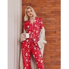 Ekouaer Womens Pajamas Set Cotton Long Sleeve Button Up 2 Piece Lounge Pjs(Christmas Red)