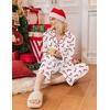 Ekouaer Womens Pajamas Set Cotton Long Sleeve Button Up 2 Piece Lounge Pjs(Christmas White)