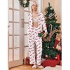 Ekouaer Womens Pajamas Set Cotton Long Sleeve Button Up 2 Piece Lounge Pjs(Christmas White)