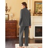 Ekouaer Womens Pajamas Set Cotton Long Sleeve Button Up 2 Piece Lounge Pjs(Dark Grey)