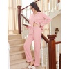 Ekouaer Womens Pajamas Set Cotton Long Sleeve Button Up 2 Piece Lounge Pjs(Dark Pink)