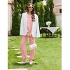 Ekouaer Womens Pajamas Set Cotton Long Sleeve Button Up 2 Piece Lounge Pjs(Dark Pink)