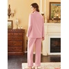 Ekouaer Womens Pajamas Set Cotton Long Sleeve Button Up 2 Piece Lounge Pjs(Dark Pink)