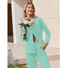 Ekouaer Womens Pajamas Set Cotton Long Sleeve Button Up 2 Piece Lounge Pjs(Ice Green)