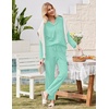 Ekouaer Womens Pajamas Set Cotton Long Sleeve Button Up 2 Piece Lounge Pjs(Ice Green)