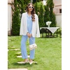 Ekouaer Womens Pajamas Set Cotton Long Sleeve Button Up 2 Piece Lounge Pjs(Light Blue)