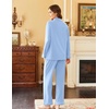 Ekouaer Womens Pajamas Set Cotton Long Sleeve Button Up 2 Piece Lounge Pjs(Light Blue)