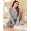 Ekouaer Womens Pajamas Set Cotton Long Sleeve Button Up 2 Piece Lounge Pjs(Light Grey)