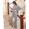 Ekouaer Womens Pajamas Set Cotton Long Sleeve Button Up 2 Piece Lounge Pjs(Light Grey)