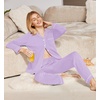 Ekouaer Womens Pajamas Set Cotton Long Sleeve Button Up 2 Piece Lounge Pjs(Lilac)