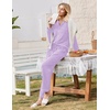 Ekouaer Womens Pajamas Set Cotton Long Sleeve Button Up 2 Piece Lounge Pjs(Lilac)