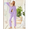 Ekouaer Womens Pajamas Set Cotton Long Sleeve Button Up 2 Piece Lounge Pjs(Lilac)