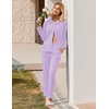 Ekouaer Womens Pajamas Set Cotton Long Sleeve Button Up 2 Piece Lounge Pjs(Lilac)