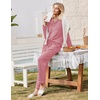 Ekouaer Womens Pajamas Set Cotton Long Sleeve Button Up 2 Piece Lounge Pjs(Purple Red)