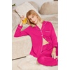 Ekouaer Womens Pajamas Set Cotton Long Sleeve Button Up 2 Piece Lounge Pjs(Rose)
