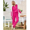 Ekouaer Womens Pajamas Set Cotton Long Sleeve Button Up 2 Piece Lounge Pjs(Rose)