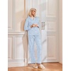Ekouaer Womens Pajamas Set Cotton Long Sleeve Button Up 2 Piece Lounge Pjs(Striped Blue Heart)