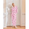 Ekouaer Womens Pajamas Set Cotton Long Sleeve Button Up 2 Piece Lounge Pjs(Striped Pink Bow)