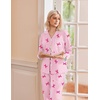 Ekouaer Womens Pajamas Set Cotton Long Sleeve Button Up 2 Piece Lounge Pjs(Striped Pink Bow)
