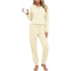 Ekouaer Womens Pajama Sets 2 Piece Soft Pjs Long Sleeve Lounge Set(Beige)