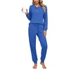 Ekouaer Womens Pajama Sets 2 Piece Soft Pjs Long Sleeve Lounge Set(Blue)