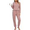 Ekouaer Womens Pajama Sets 2 Piece Soft Pjs Long Sleeve Lounge Set(Pink)
