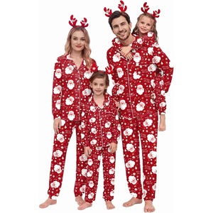 Ekouaer Christmas Family Pajamas Matching Sets Long Sleeve Button Up Pjs(Deep Red Santa Claus)