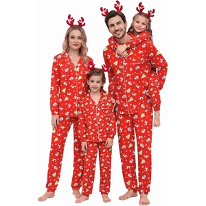 Ekouaer Christmas Family Pajamas Matching Sets Long Sleeve Button Up Pjs(Red Xmas Tree)
