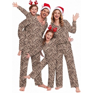 Ekouaer Family Christmas Pajamas Matching Sets Couple Pjs Holiday Sleepwear(Brown Leopard)