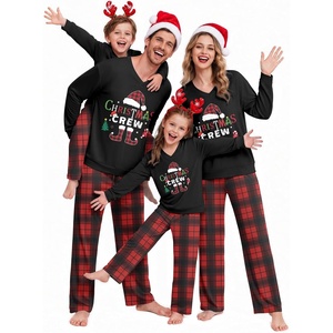 Ekouaer Family Christmas Pajamas Matching Sets Couple Pjs Holiday Sleepwear(Red Plaid Christmas Crew)