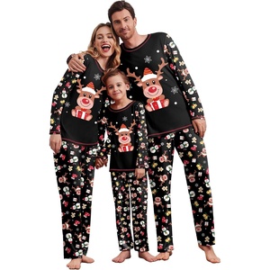 Ekouaer Family Christmas Pajamas Matching Sets Soft Pjs Sleepwear(Black Animal)