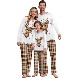 Ekouaer Family Christmas Pajamas Matching Sets Soft Pjs Sleepwear(Brown Plaid)