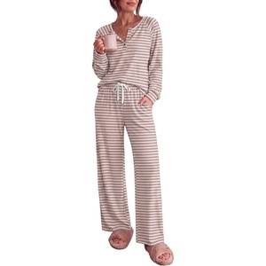 Ekouaer Lounge Sets for Women Soft 2 Piece Pajama Sets Long Sleeve Fall Outfits(Pink Stripe)