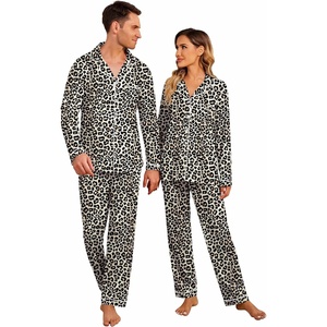 Ekouaer Matching Christmas Pajamas For Couples Festival Party Loungewear(Leopard)