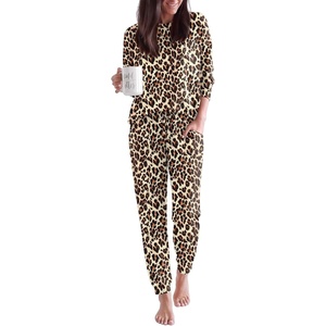 Ekouaer Pajamas for Women Set 2 Piece Long Sleeve Pjs Casual Lounge Sets(Leopard)