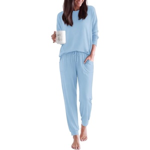 Ekouaer Pajamas for Women Set 2 Piece Long Sleeve Pjs Casual Lounge Sets(Light Blue)