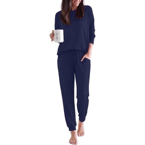 Ekouaer Pajamas for Women Set 2 Piece Long Sleeve Pjs Casual Lounge Sets(Navy)