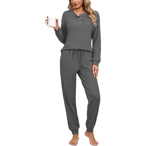 Ekouaer Womens Pajama Sets 2 Piece Soft Pjs Long Sleeve Lounge Set(Grey)