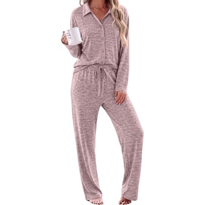 Ekouaer Womens Pajama Sets Long Sleeve Button Down Lounge Sets with Pockets(Light Pink)