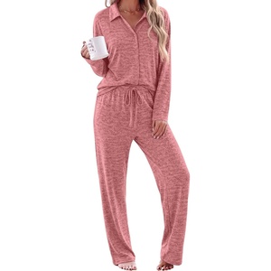 Ekouaer Womens Pajama Sets Long Sleeve Button Down Lounge Sets with Pockets(Mauve)
