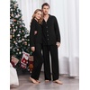 Ekouaer Matching Christmas Pajamas for Couples Long Sleeve Button Up PJ Set(Black)