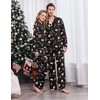 Ekouaer Matching Christmas Pajamas for Couples Long Sleeve Button Up PJ Set(Black Gingerbread)